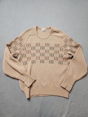 Vintage Ingo Beige "BOSS" Pattern Crewneck Knit Sweater Large Made in Canada
